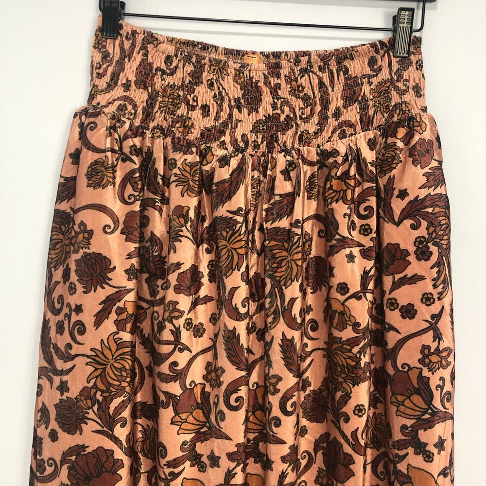 Free People Blush Floral Smocked Harem Pants Size L | Boho Festival Jogger | - Picture 3 of 11